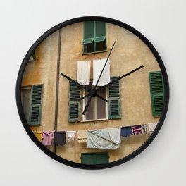 Hanging laundry Wall Clock | Window, Architecture, Old, Urban, Italian, Colorful, Wall, Facade, Jalousie, Town 