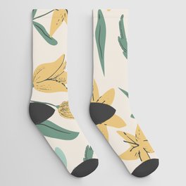 Spring Flowers Yellow Turquoise Peach Socks