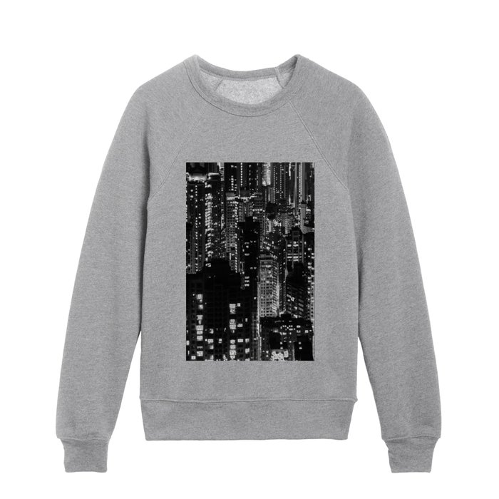 City Skyline, Black and white cityscape photography. Hong Kong Kids Crewneck