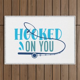 Hooked On You Couples Fishing Hobby Outdoor Rug