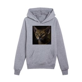 Abyssinian King Cat Breed Portrait Royal Renaissance Animal Painting Kids Pullover Hoodies