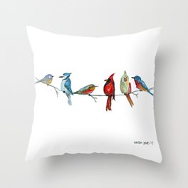 5 Birds Throw Pillow