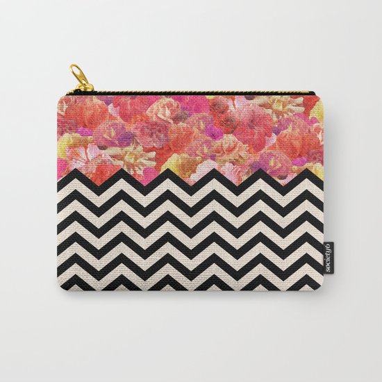 Chevron Flora Carry-All Pouch
