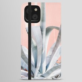 Travel photography print - Cactus - Pink wall  iPhone Wallet Case