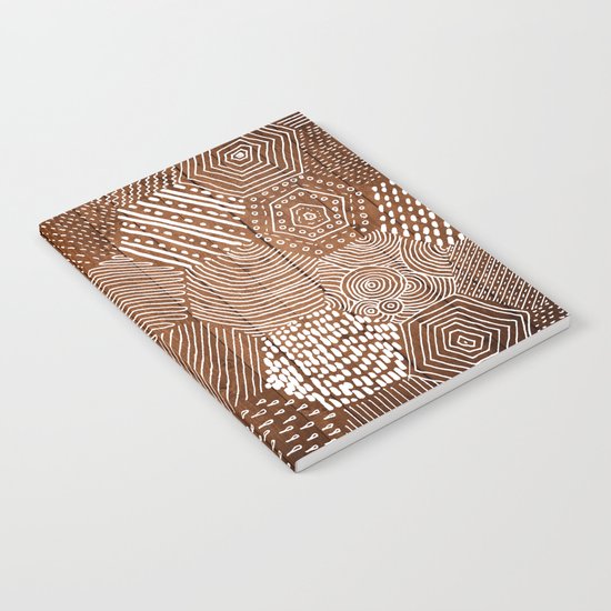 hexagon doodle patterns on wood Notebook