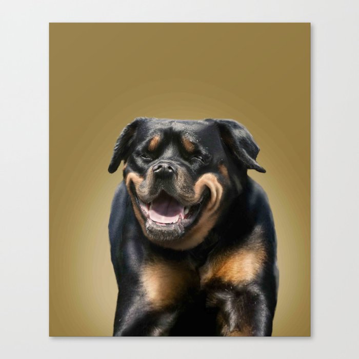 Happy Rottweiler Dog Selfie Portrait Canvas Print