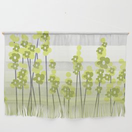 Hello Spring Green/Black Retro Plants with Flowers White Background #decor #society6 #buyart Wall Hanging