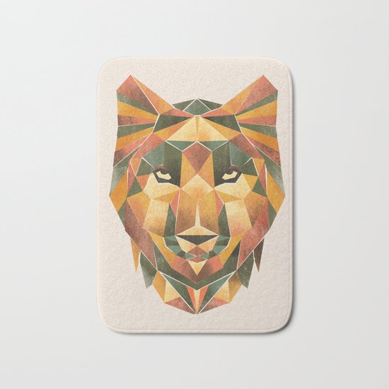 Geometric Wolf Bath Mat