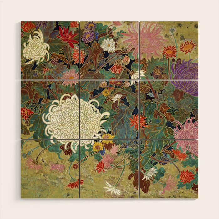 Vivid type flower Japanese painting Wood Wall Art