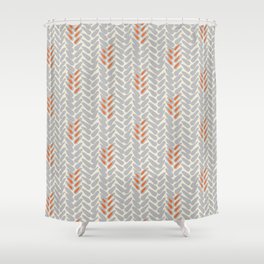 Orange and Grey Wheat Pattern Shower Curtain