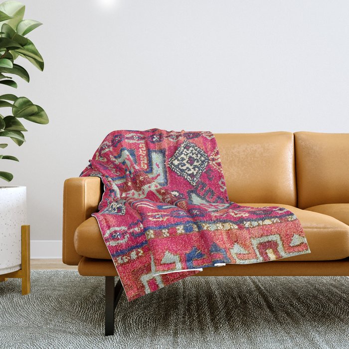 Malatya  Antique Kurdish Turkish Rug Print Throw Blanket