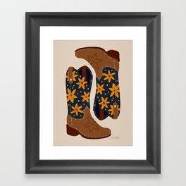 Cowgirl Boots – Navy & Suede Framed Art Print