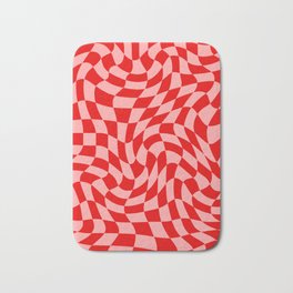 Pink and Red Wavy Checkered Print - Softroom Bath Mat