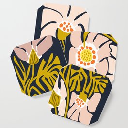 Backyard flower – modern floral illustration Coaster