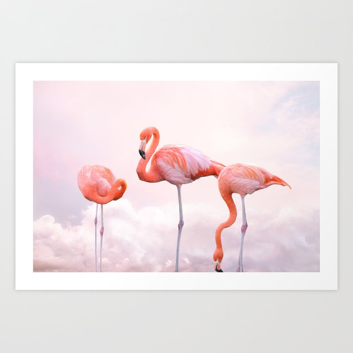 Flamingos and Pink Sunset | Landscape Photography | Nature | Coastal Art Print