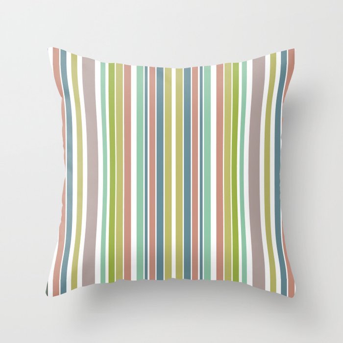 Mauve Blue Stripes Throw Pillow