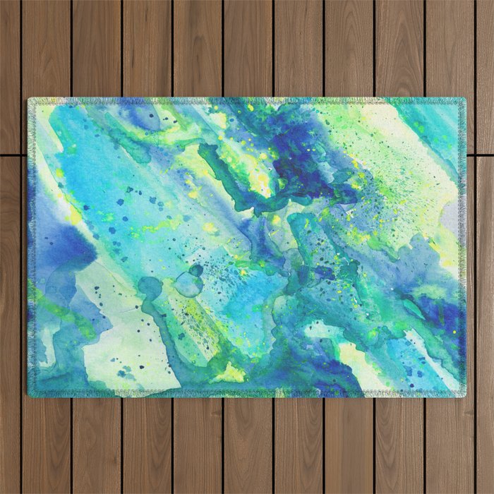 Caribbean Blues Abstract Outdoor Rug