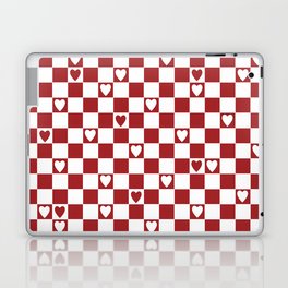 Checkered hearts red and white Laptop Skin
