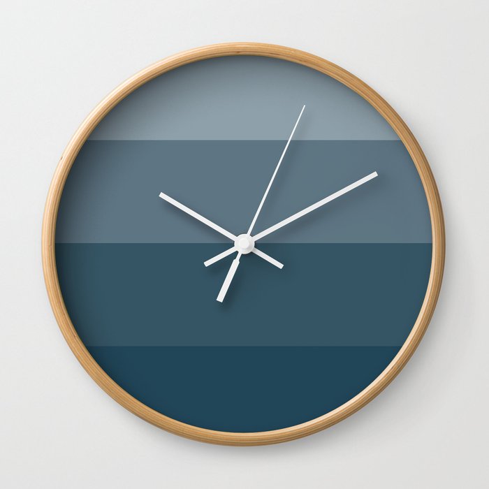Minimal Retro Sunset / Sunrise - Ocean Blue Wall Clock