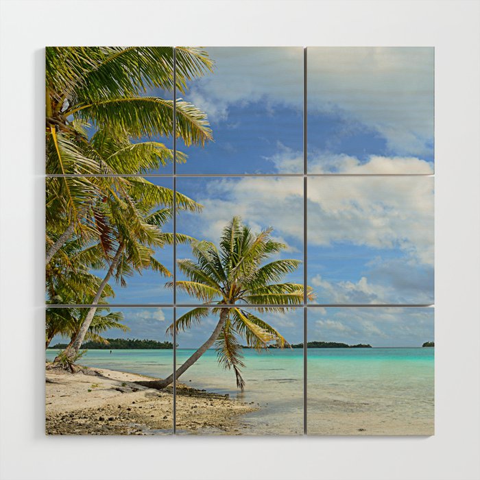 Tropical palm beach in the Pacific Wood Wall Art