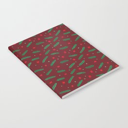 Christmas branches and stars - red Notebook