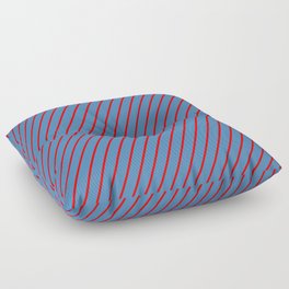 [ Thumbnail: Red and Blue Colored Lines/Stripes Pattern Floor Pillow ]