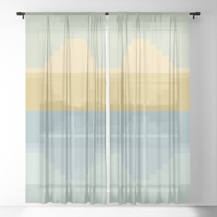 Geometric Aztec Pyramid Pattern XX Sheer Curtain