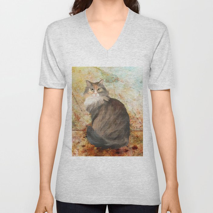 Maine coon cat V Neck T Shirt