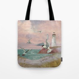 Lighthouse and Terns Tote Bag