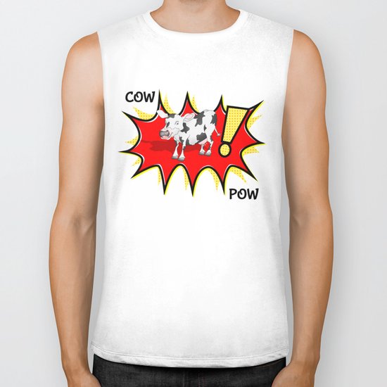 Cow in a KAPOW starburst Biker Tank