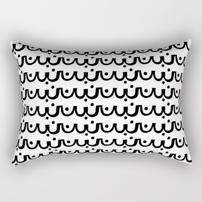 Abby - abstract scallop black and white minimal modern pattern print painting urban hipster dots Rectangular Pillow
