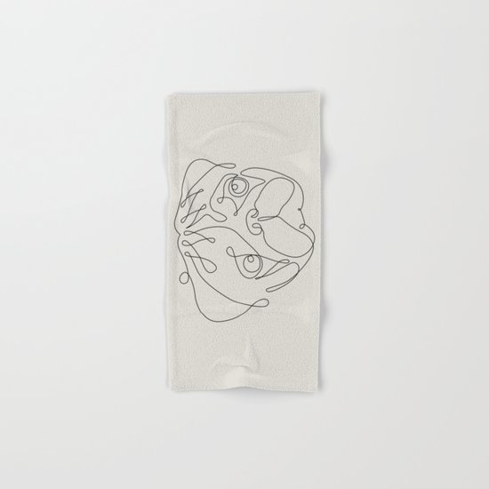 One Line Pug Hand & Bath Towel
