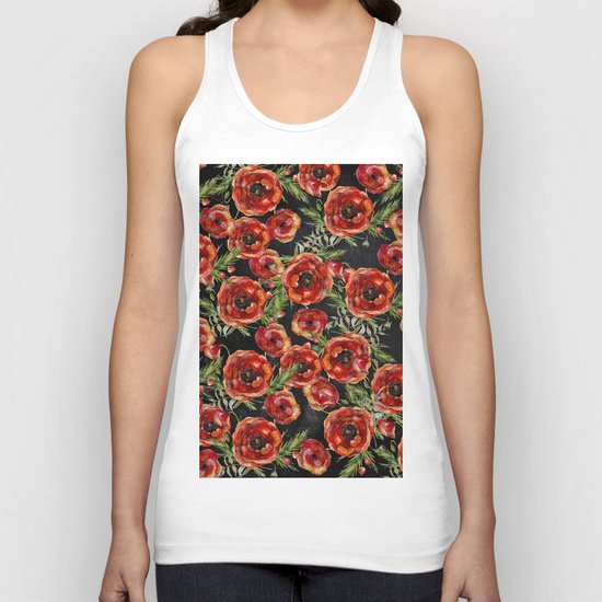 Poppy Pattern On Chalkboard Unisex Tank Top
