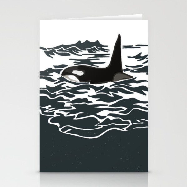 Orca in the waves Stationery Cards
