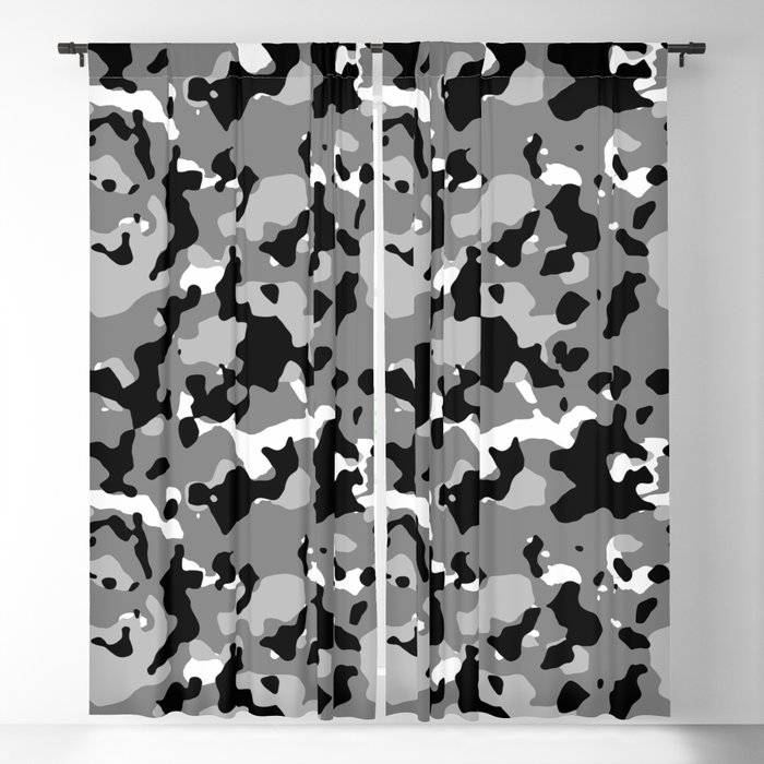 Black and Gray Camouflage Blackout Curtain