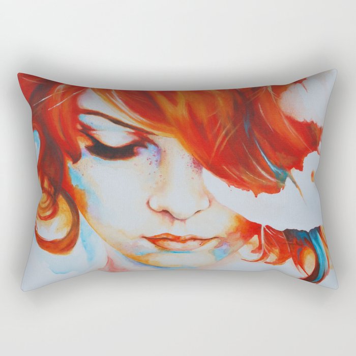 Lady in red Rectangular Pillow