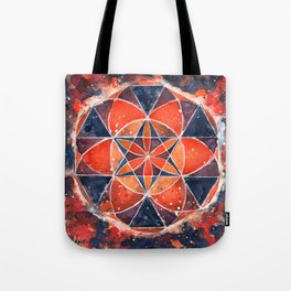 Twelve Around One Universe Galaxy Geometric Watercolor Painting Tote Bag