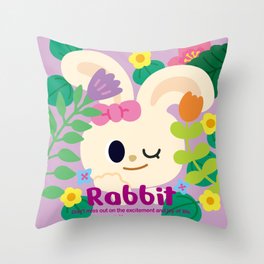 Like per Like baby rabbit art print Throw Pillow