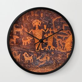 Indian art, petroglyph. Wall Clock