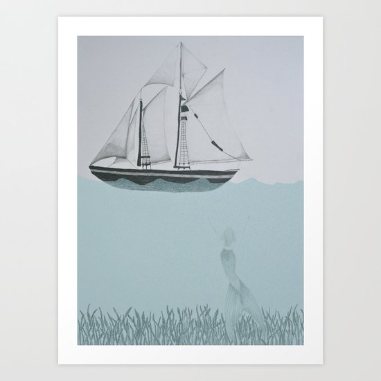 went on a ship of paper Art Print
