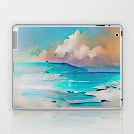 Ocean Sea Beach Coastal Landscape Abstract Watercolor Painting #1 Laptop Skin