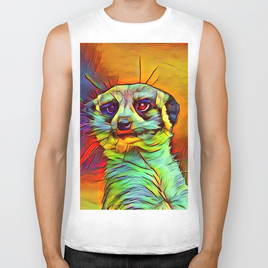 Animal ArtStudio -funky meerkat Biker Tank