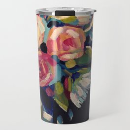 Blue and Pink Acrylic Floral Vase Painting Travel Mug