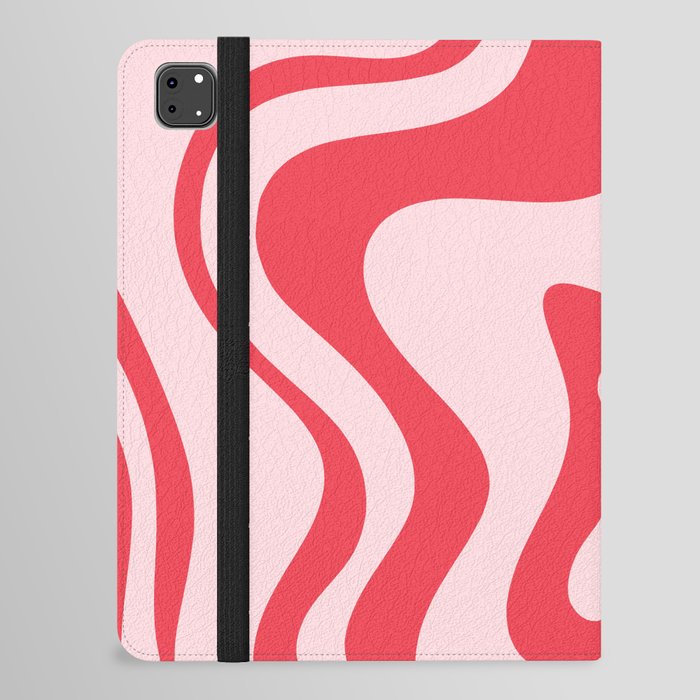 Retro Liquid Swirl Abstract Pattern Cherry Pink iPad Folio Case