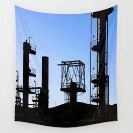 Silhouette Oil Refinery In Ventura Wall Tapestry