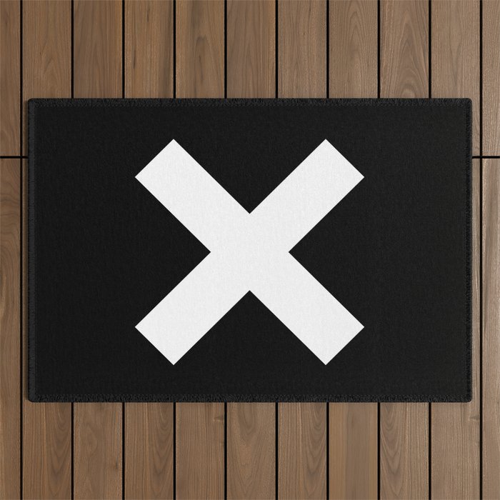 Multiplication Sign (White & Black) Outdoor Rug