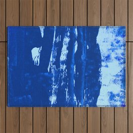 Shoreline:  minimal, abstract painting in blues by Alyssa Hamilton Art Outdoor Rug