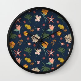 Summertime Navy Wall Clock | Nursery, Classicfloral, Digital, Botanical, Floral, Floralprint, Kidprint, Kidmaskfloral, Fernleaf, Navy 