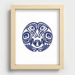 Double raven circle pacific northwest formline salish haida eagle moon Recessed Framed Print
