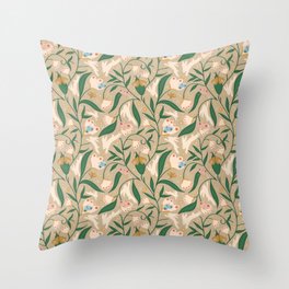 Bunny with floral and butterflies sand Throw Pillow